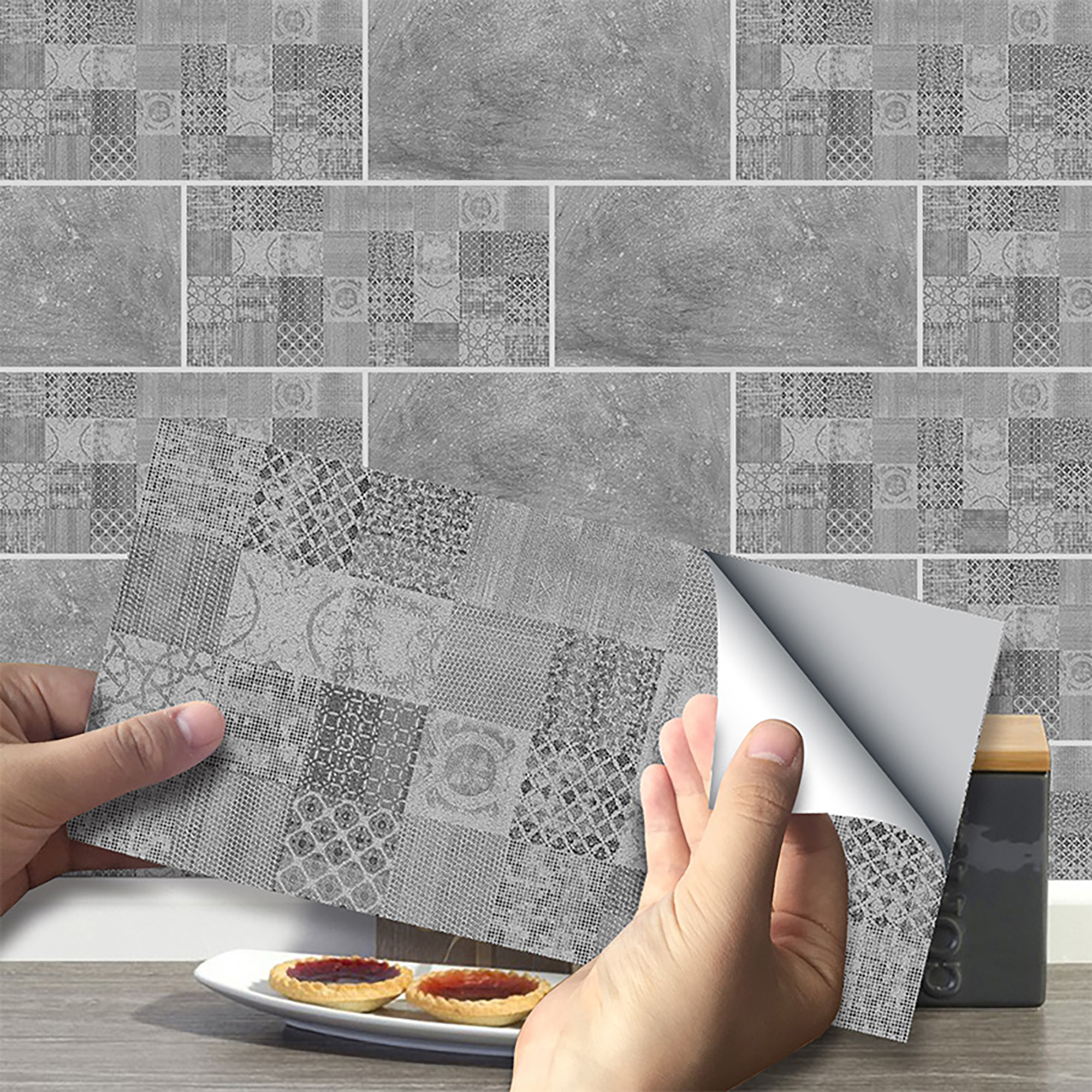 CVLIFE DIY Stickers Retro Wood Pattern Wall Sticker Kitchen Backsplash