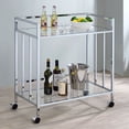 thumbnail image 2 of Cara 2-tier Rectangular Glass Shelf Metal Bar Cart Chrome, 2 of 9