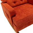 thumbnail image 6 of Rocking Chair, Modern Fabric Upholstered Accent Arm Chair with High Back and Solid Wood Base, Comfy Glider Rocker Side Chair with Padded Seat for Living Room Nursery Apartment, Orange, 6 of 7