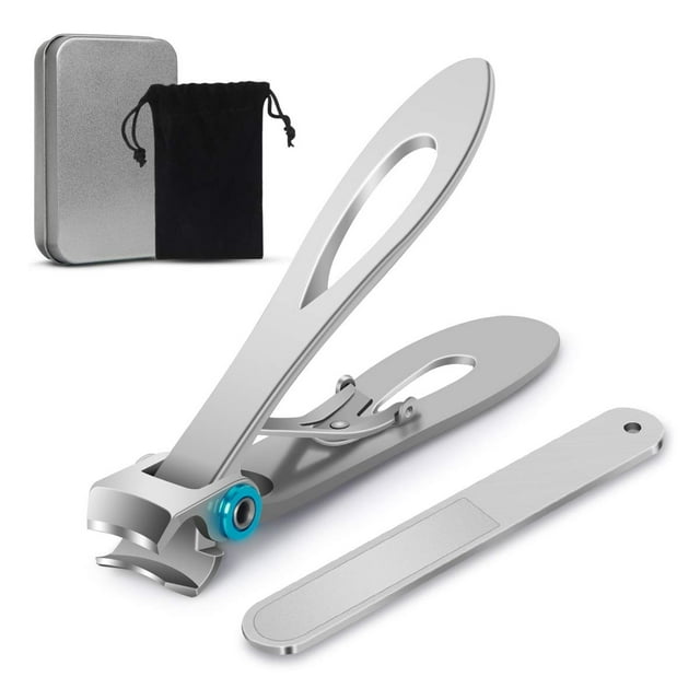 Nail Clipper for Thick Nail,15mm Wide Jaw Opening Oversized Stainless Steel Toenail Cutter with Nail File,Extra Large Fingernail Toenail Clippers ,Sliver