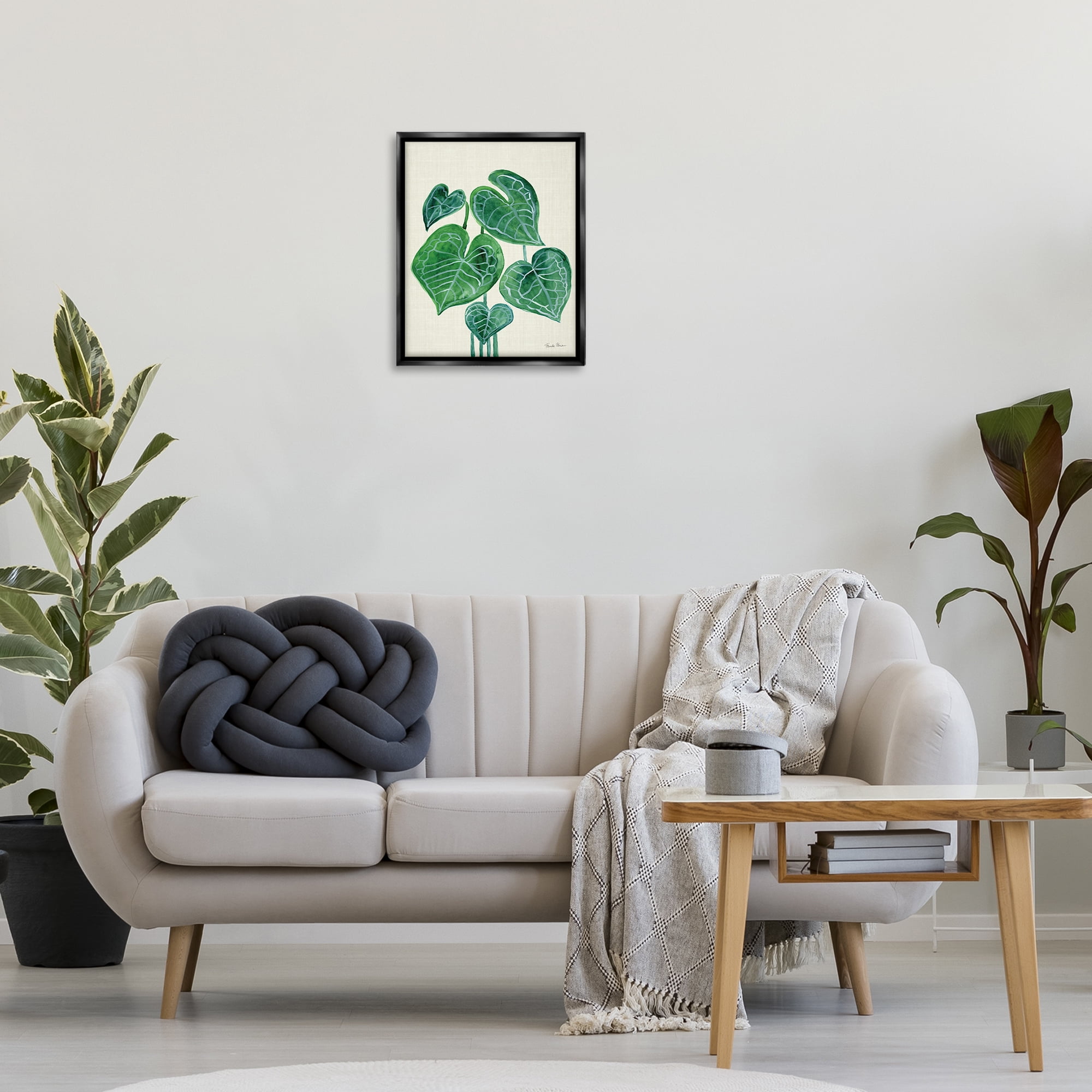 Stupell Industries Tropical Leaf Bundle Botanical & Floral Painting Black Floater Framed Art Print Wall Art, 17 x 21