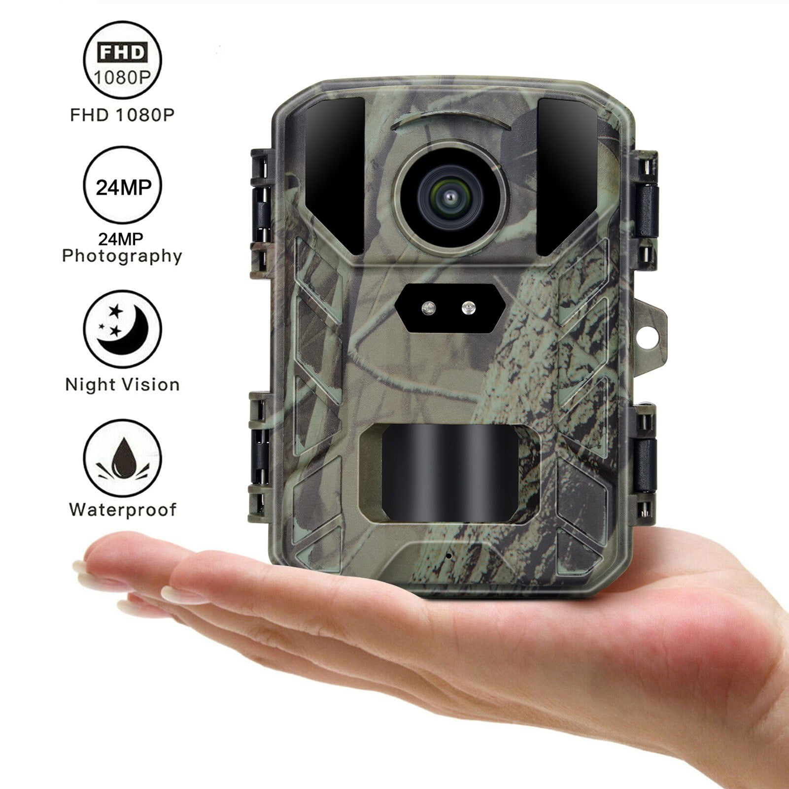 Mini Trail Camera 24MP 1080P Night Vision Waterproof Hunting Camera
