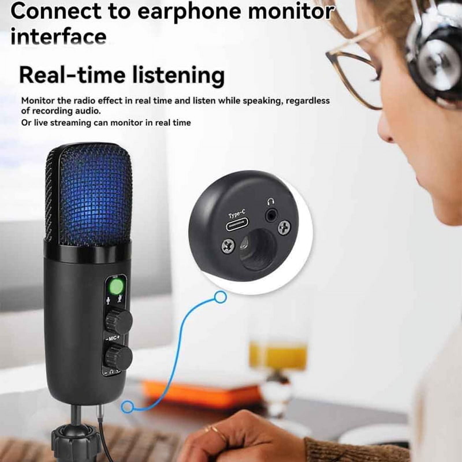USB Microphone Condenser Gaming Mic for PC with Brilliant RGB Lighting High Configuration