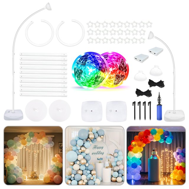 Kit de arco con forma de globo iluminado AerWo de 2,5 m y 1,8 m para decoración de fiestas