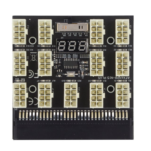 Adaptador de placa de alimentación, convertidor de placa de alimentación de 12V, 6 pines y 8 pines con pantalla de temperatura de voltaje para tarjeta gráfica de minería