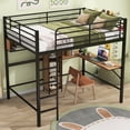 thumbnail image 3 of Harper & Bright Designs Metal Full Size Loft Bed with L shaped Desk, Full Loft Bed Frame with Storage Bookcase and Shelves for Bedroom Dorm Guestroom, Black, 3 of 12