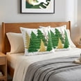 thumbnail image 6 of Pillow Covers 18x18 Set of 2, Green Christmas Tree Throw Pillow Covers Decorative Couch Cushion Cover, Golden Xmas Tree Winter Snowflake Microfiber Soft Square Pillowcases for Bedroom Living Room, 6 of 9