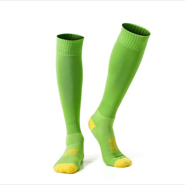 Knee High Football Socks Men Sports Socks Towel Bottom Anti-slip Cotton Stocking Soccer Socks Sweat-absorbing Wear-resistingBlackL(40-45) He Qiyong unisex