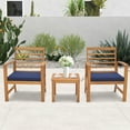 thumbnail image 2 of Gymax 3PCS Furniture Set Acacia Wood Conversation Set w/ Soft Seat Cushions Outdoor, 2 of 9