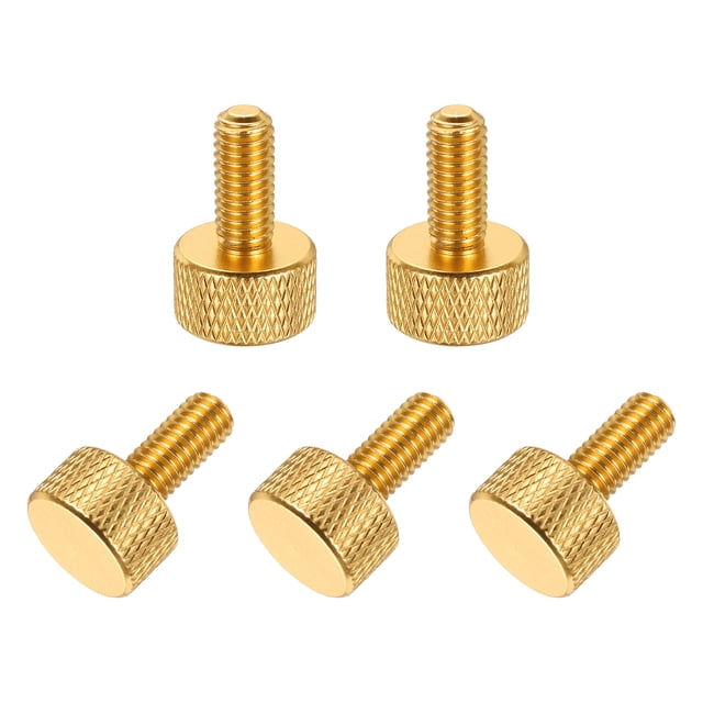 5 Pcs M5x14mm Flat Head Knurled Thumb Screws for Graphics Card, Gold