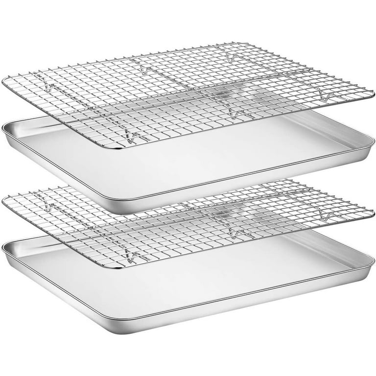 16 Inch Baking Sheet with Rack Set, Stainless Steel Large Cookie