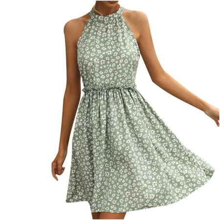 

Maternity Dress Plus Size Dress for Women Fashion Casual Women s O-Neck Pullover Floral Printed Sleeveless Zipper Temperament Commute Dress Clearance 2022 Dresses for Women Long Dresses Green L