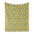 thumbnail image 1 of Blossom Soft Flannel Fleece Blanket, Rose Bouquet Branches Gardening Spring Buds Fragrance Motif on Plain, Cozy Plush for Indoor and Outdoor Use, 60" x 80", Yellow Green Dark Peach, by Ambesonne, 1 of 5
