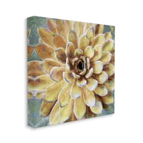 Yellow Painted Botanical Succulent Bloom Painting Botanical & Floral Gallery-Wrapped Canvas Print Wall Art, 17x17