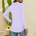 thumbnail image 6 of Mohiass Womens Polo Shirts Button Down Collared Long Sleeve Tops V Neck Loose Blouses Purple S, 6 of 7