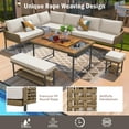 thumbnail image 2 of Aukfa 6-Piece Outdoor Furniture Set, Rope Weave Patio Conversation Set w/ Wood Table & Icebox, Beige, 2 of 12