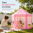 thumbnail image 5 of Wilwolfer Princess Castle Kids Indoor Play Tent, Pink Hexagon Fabric Playhouse with Star Lights, Large with Carrying Bag, 5 of 10