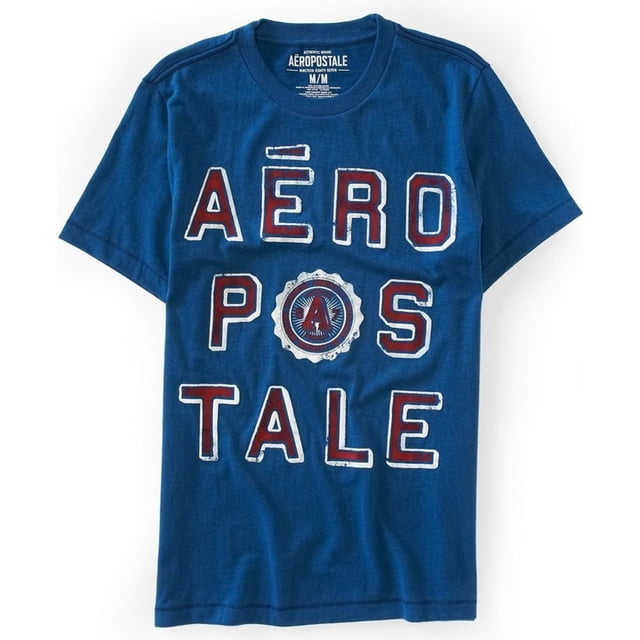 Camiseta gráfica Aeropostale con logotipo del escudo para hombre azul grande