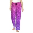 thumbnail image 2 of Kdxio Women's Comfy Stretch Pink Purple GlitterPrint Drawstring Pajama Pants-Large, 2 of 9