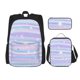 thumbnail image 1 of Disketp Striped Gradient Mochila Estampada de Gran Capacidad con Lonchera y Estuche, Set de 3 Piezas para Estudiantes, 1 of 7