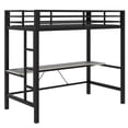 thumbnail image 6 of MODERNLUXE Twin Size Loft Bed with Desk and Shelves, Metal Gaming Bed with LED Light and USB Charging, Black, 6 of 16