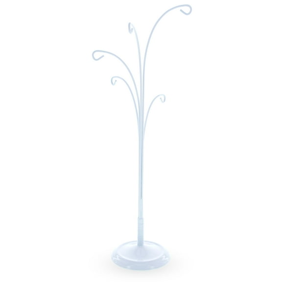 5-Arm Scroll Tree Branches White Painted Metal Ornament Display Stand 14.5 Inches (Poland)