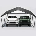 thumbnail image 4 of 20x20 ft Portable Garage Heavy-Duty Metal Carport Canopy Kit, All-Weather Shelter with Reinforced Galvanized Steel Frame, Snow Load Rated for RV, Truck, Boat & 2 Car Storage, Multi-Use Party Tent, 4 of 8
