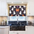 thumbnail image 5 of Yayeee Kitchen Curtains Tier Pair Light Filtering 27"x36" Rod Pocket Short Cafe Window Panel, White Halloween Ghosts, 5 of 7