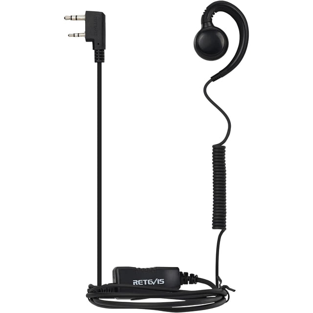Auricular giratorio para walkie-talkie con micrófono de 2 pines y tubo en espiral, compatible con RT22, RT21, H-777, RT68, H-777S y RT22S.