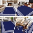 thumbnail image 6 of Navy Blue Geometric Large Area Rugs for Bedroom Living Room, Soft Non Slip Carpet Bedside Rug, White Greek Key Farmhouse Rectangular Floor Cover Kitchen Accent Rug 8'x10' for Dining Room/Office, 6 of 9