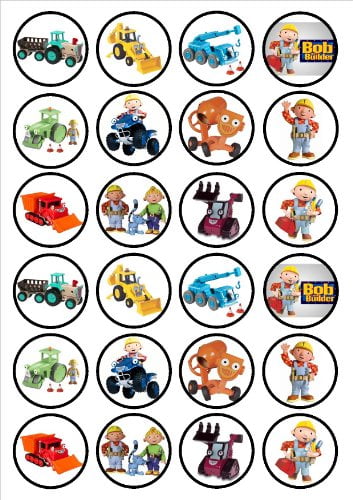 Bob The Builder Edible Frosting Image Cupcake Toppers 24ct*