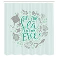 thumbnail image 2 of Ambesonne Nautical Shower Curtain, Letterings Shellfish Print, 69"Wx70"L, Dark Seafoam, 2 of 4