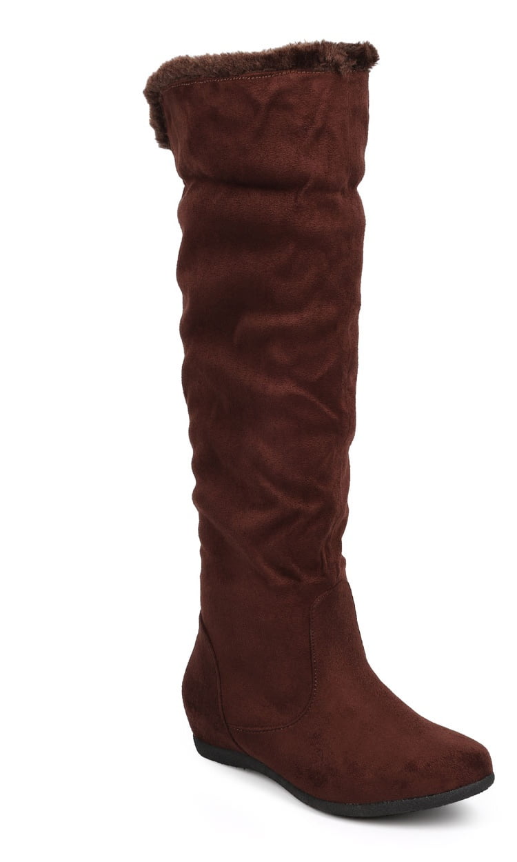 slouchy suede flat boots
