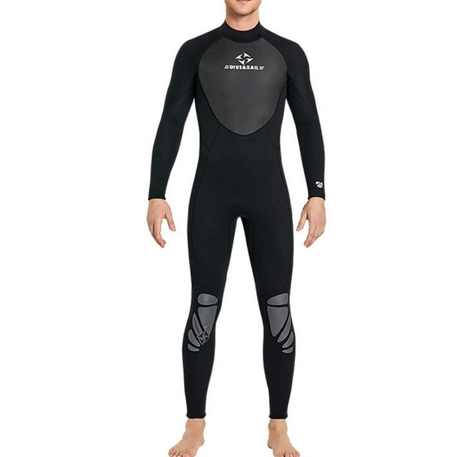 Decodeary 3mm Diving Suit Neoprene Nylon Good Elasticity Swimwear Smooth Leather Edging Three-layer Composite Structure Wetsuit Men Black 3XL
