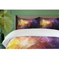 thumbnail image 4 of Ambesonne Galaxy Duvet Cover Set, Outer Space Nebula View, Queen, Black Purple Yellow, 4 of 6