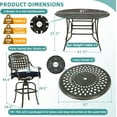 thumbnail image 4 of MEETWARM 10-Piece Outdoor Bar Set, All Weather Cast Aluminum Patio Bar Furniture with 8 Cushioned Swivel Bar Stools, Large 61" Round Patio Bar Height Table with Detachable Lazy Susan, Umbrella Hole, 4 of 7