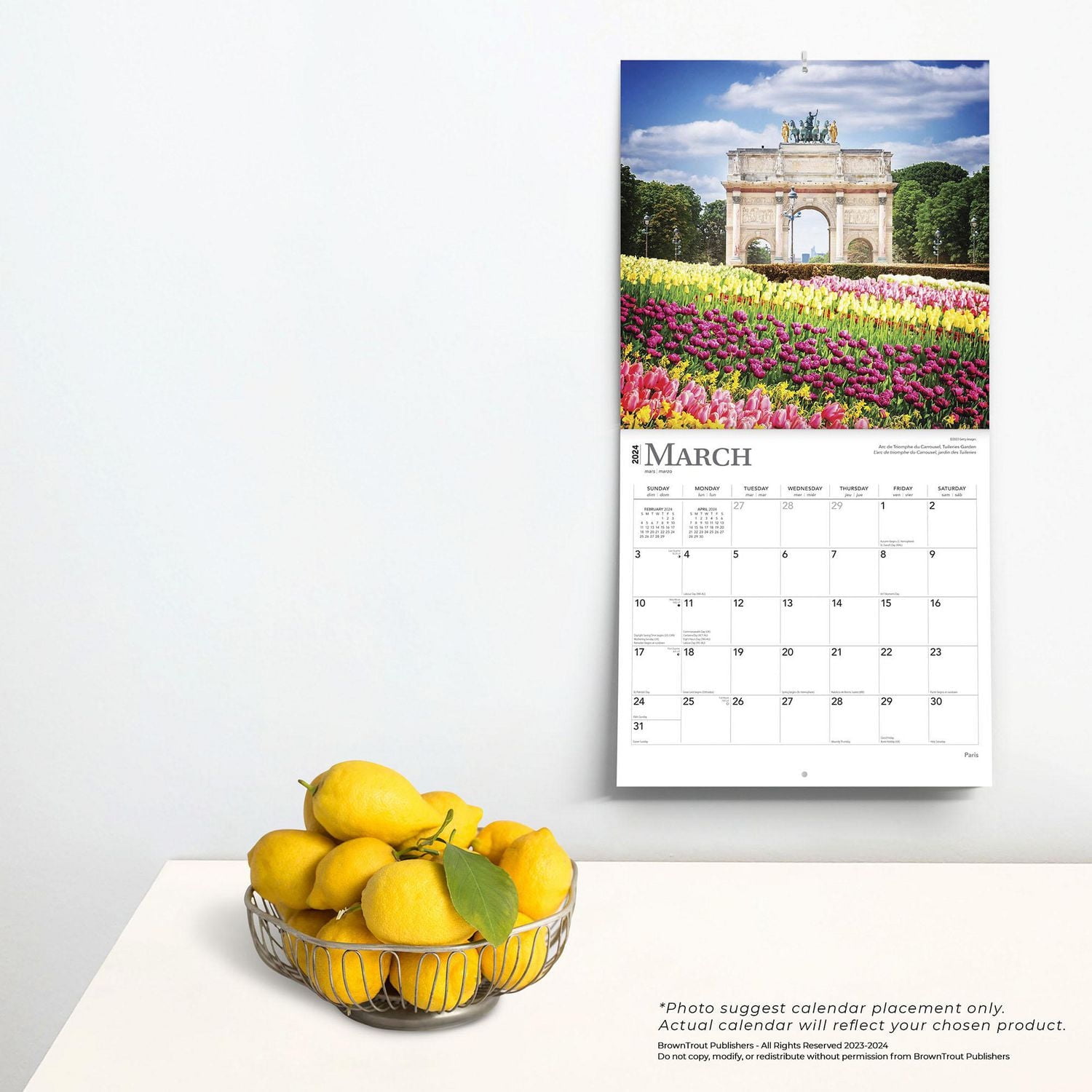 BrownTrout Paris 2024 12x24 Inch Square Wall Calendar, 9781975464486
