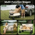 thumbnail image 2 of GVDV Heavy Duty Folding Wagon with Bench Seat – 550lbs/220L Large Collapsible Cart for Beach, Camping, Shopping, Tailgating, Sports & Groceries, Beige, 2 of 8
