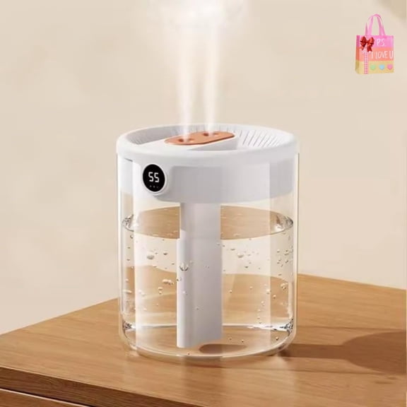 2l Double Nozzle Air Humidifier, Desktop Double Nozzle Cool Mist Humidifier With Night Light, Silent Humidifiers Usb Personal Desktop Humidifiers, for Baby Bedroom Travel Office Home