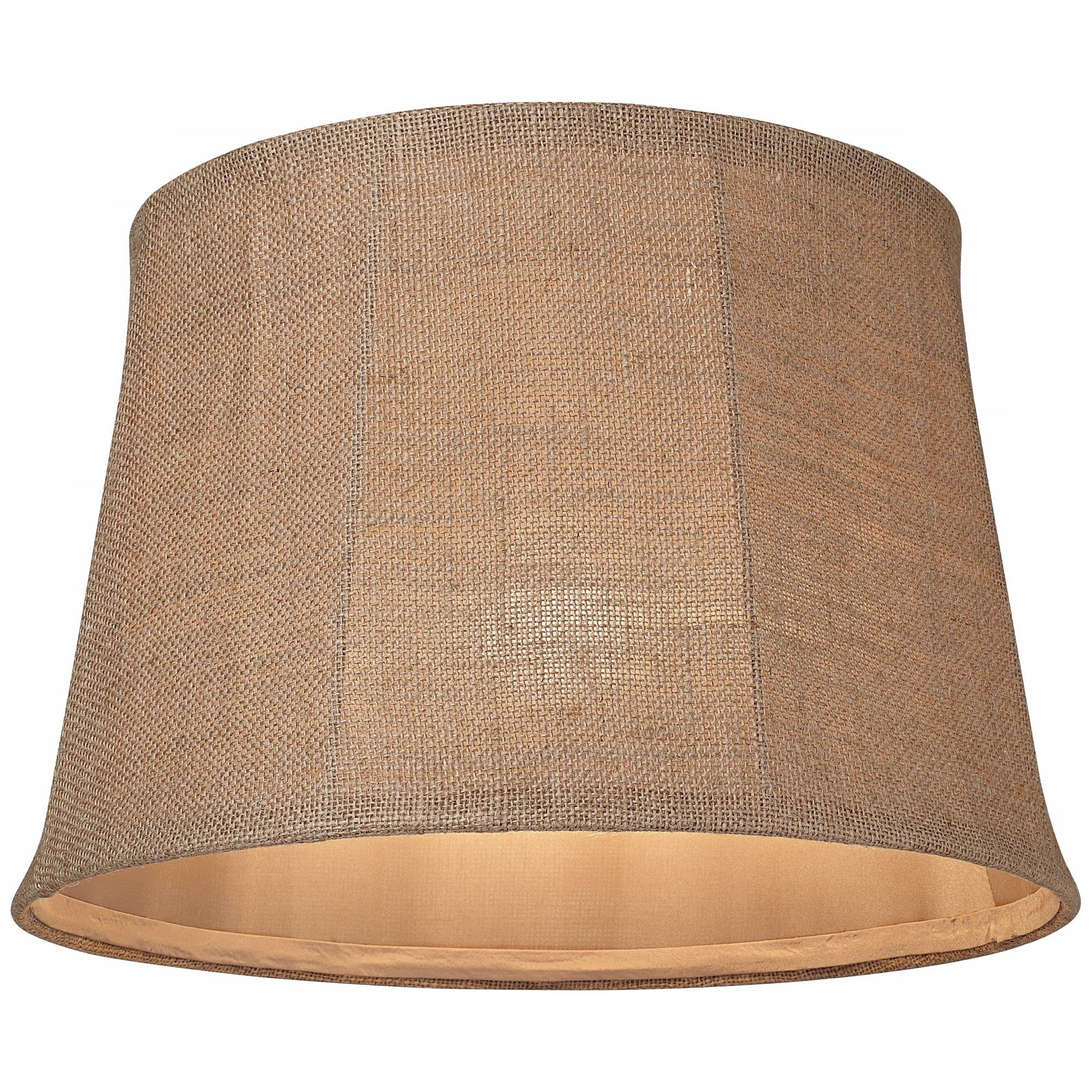 Springcrest Natural Burlap Medium Drum Lamp Shade 13" Top x 16" Bottom x 11" Slant x 10.75" High (Spider) Replacement with Harp and Finial