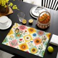 thumbnail image 3 of Pioneer Flower Floral Print Pattern Summer Placemats Table Placemats Set Of 6-Linen Kitchen Washable Placemats Table Mats 12x18 Inch Non-Slip Heat Resistant, 3 of 5