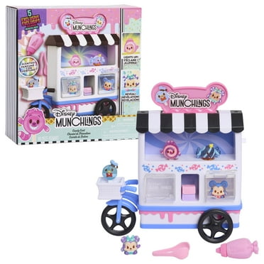 Disney Munchlings Candy Cart, 13-piece Color Change and Scented Figures Playset with Lights, Kids Toys for Ages 3 Up