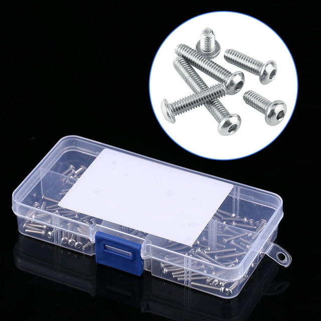 180pcs M2.5 304 Stainless Steel Bolts, Pan Head Hex Socket Screws Assortment Kit for Home and Office Use