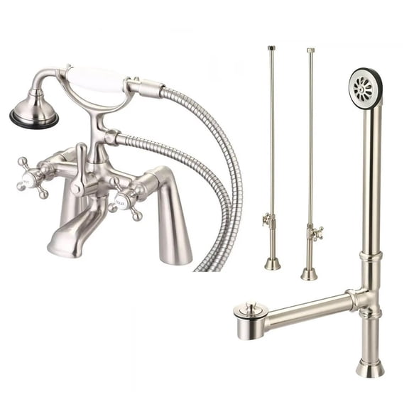 Mason Hill Collection Clawfoot Tub Rim Mount English Telephone Faucet with Handshower Complete Set