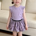 thumbnail image 4 of HWJAD Toddler Girl 2 Piece Outfit Little Girls Ruffle Sleeveless Drawstring Top and Floral Skirt Set Summer Kids Clothes, 4 of 7