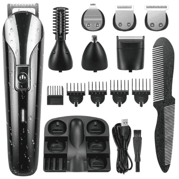Scootworks Beard Trimmer for Men, IPX7 Waterproof Electric Hair Clippers, Hair Trimmer for Nose Mustache Face Body, Cordless Clippers Gifts for Men, 22 Piece