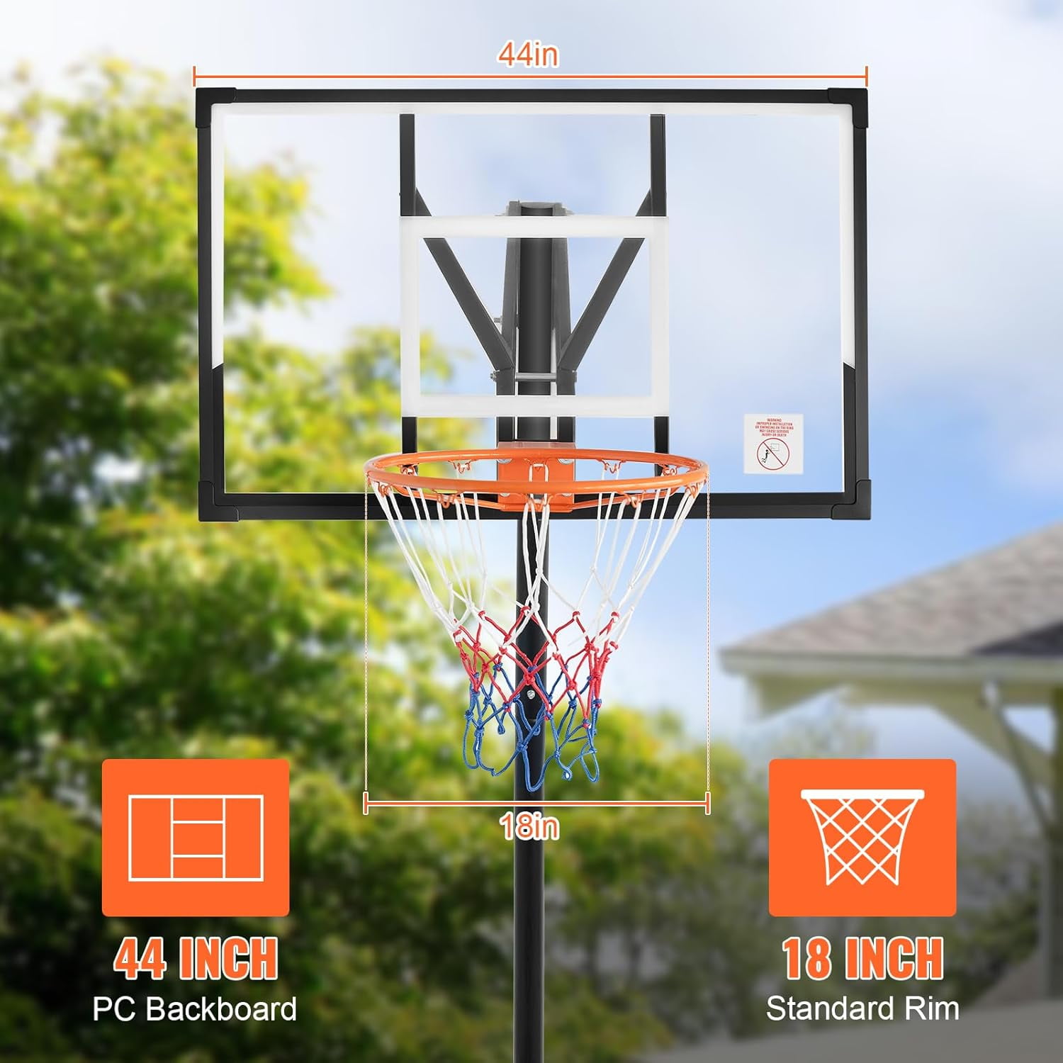 Basketball Hoop Outdoor, 5.2-10FT Height Adjustable Portable Basketball Hoops with 44 Inch Shatterproof Backboard, Basketball Goal System for Kids Youth and Adults in Backyard/Driveway/Indoor