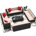 thumbnail image 6 of Homall 14 Pieces Rattan Patio Furniture Conversation Set Outdoor Sectional Sofa for Backyard,Beige, 6 of 10