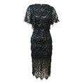 thumbnail image 4 of Lolmot Black Dresses for Women Elegant Round Neck Short Sleeve Dress Sequin Sparkle Glitter Dress Sexy Slim Party Club Dress, 4 of 5
