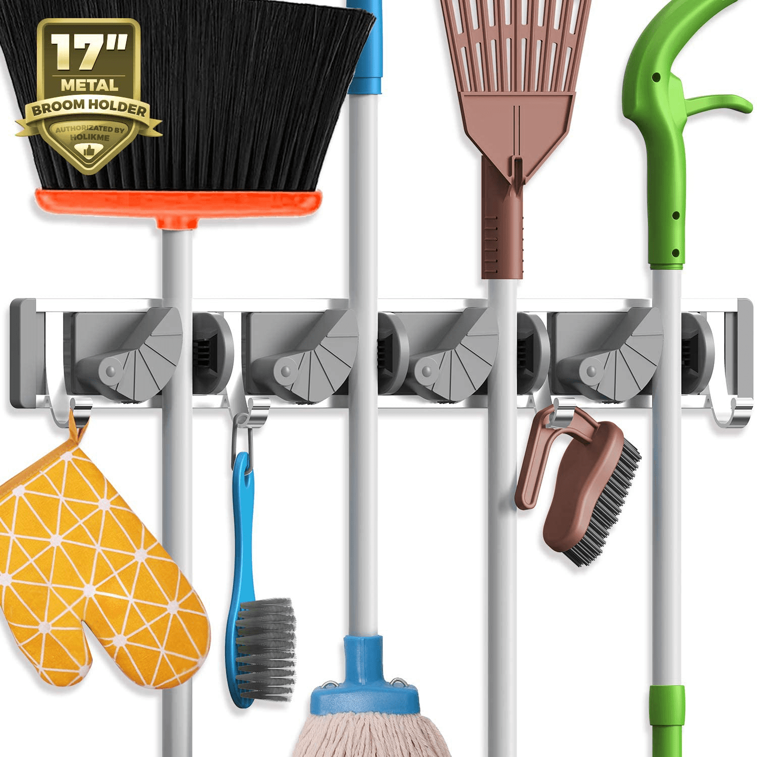 Garden Tool Organizer 10 Pack Shovel Holder Wall Mount Broom Mop Spring Grip H-D 